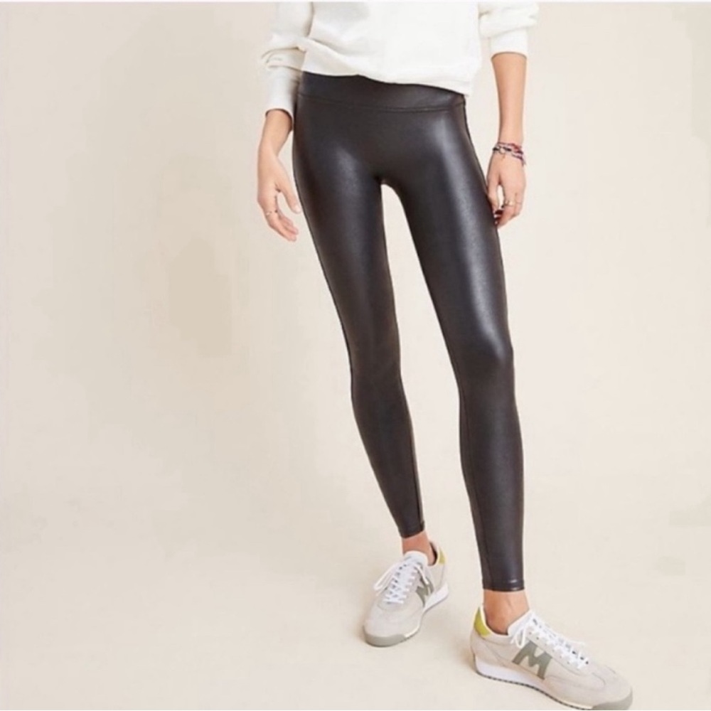 SPANX Black Faux-Leather High-Waist Leggings